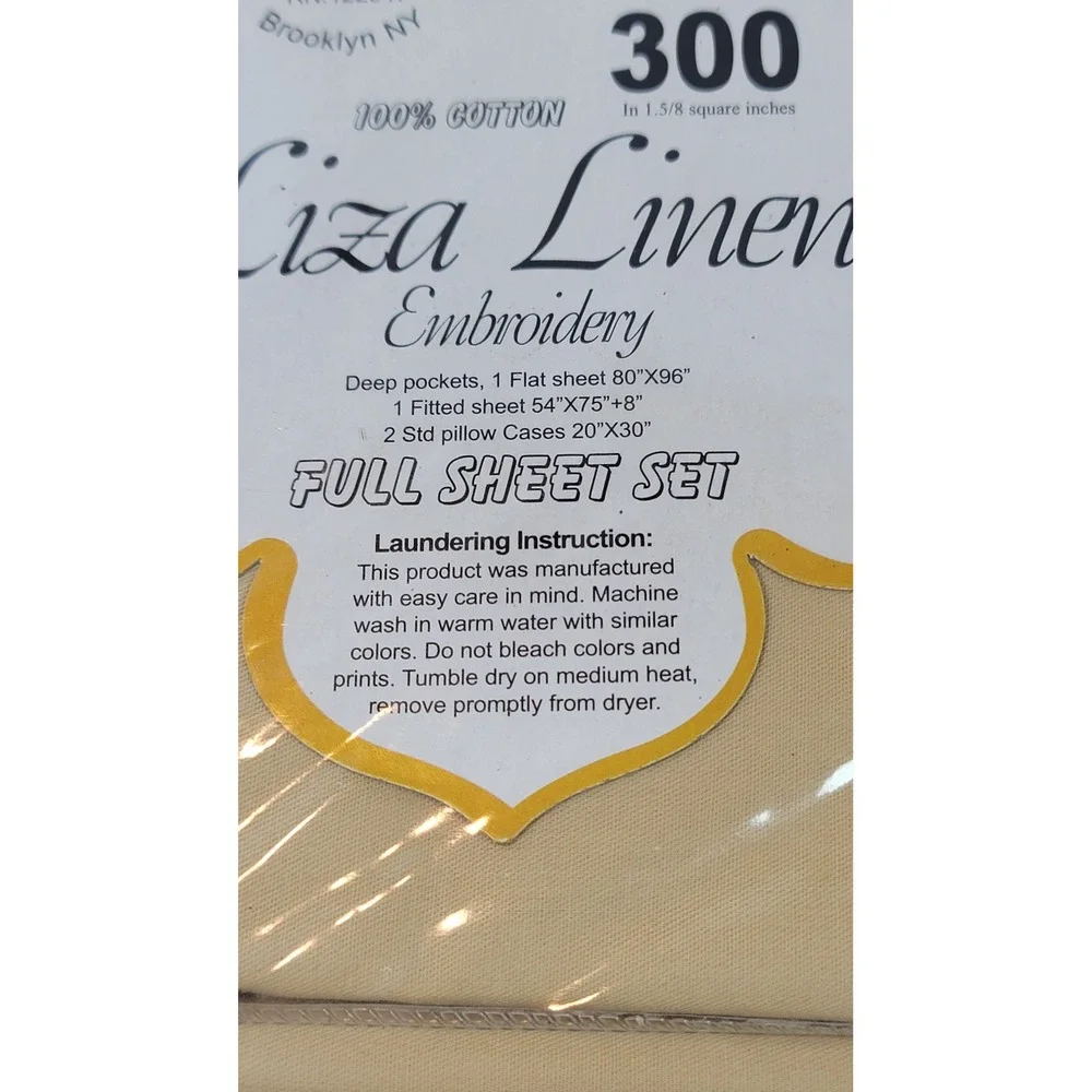Vintage Liza Linen Embroidery Full Sheet Set 100% Cotton 300TC Rose Floral  NEW
